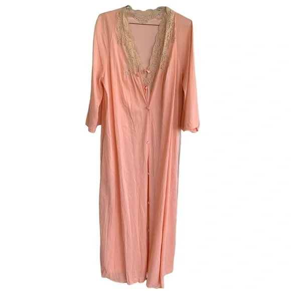Vintage Vanity Fair Lingerie Nightgown Robe Peignor Set Women 36 Ladies Lace